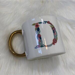 CLEARANCE Opalhouse Porcelain Gold Handle Floral D Monogram Mug